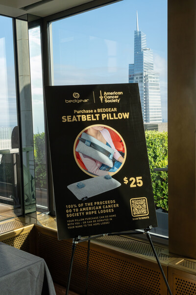 As part of the evening's fundraising, BEDGEAR sold Seatbelt Pillows to attendees with 100% of proceeds going to the American Cancer Society (Photo By Aiko Austin Photography)