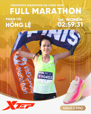 XTEP Jadi Sponsor Pelari Top Phạm Thị Hồng Lệ yang Menjuarai VnExpress Marathon Ha Long 2025, Cerminkan Keunggulan dan Profesionalisme XTEP