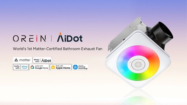 World’s First Matter-Certified Smart Bathroom Exhaust Fan by OREiN — works with all major smart home platforms.