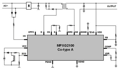 a) 单极反激-MPXG2100全集成方案