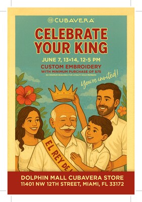 Invitation to Cubavera Embroidery & Celebration: Father’s Day at Cubavera events.