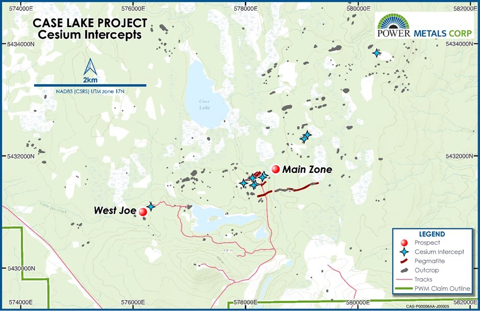 Figure 1 – Location of Power Metals Case Lake Cesium Project, Maiden Inferred Mineral Resource Estimate at West Joe (CNW Group/Power Metals Corp.) Figure 1 – Location of Power Metals Case Lake Cesium Project, Maiden Inferred Mineral Resource Estimate at West Joe (CNW Group/Power Metals Corp.)
