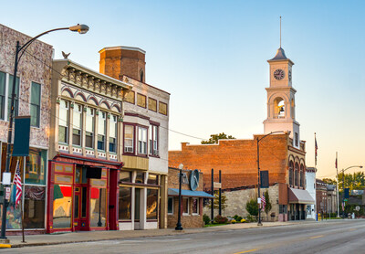 Small town America at golden hour