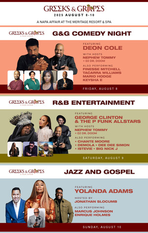 Just Added: Yolanda Adams, Finesse Mitchell, and More Headline "Greeks &amp; Grapes: A Napa Affair" August 7-10, 2025