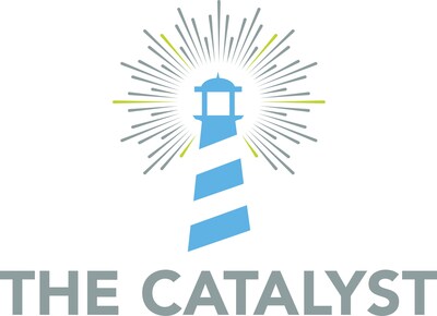 Logo featuring a stylized, light blue lighthouse with three white diagonal stripes. The lighthouse is surrounded by radiating gray and lime green lines, symbolizing light beams. Below the lighthouse, in bold gray capital letters, are the words "THE CATALYST." Logo featuring a stylized, light blue lighthouse with three white diagonal stripes. The lighthouse is surrounded by radiating gray and lime green lines, symbolizing light beams. Below the lighthouse, in bold gray capital letters, are the words "THE CATALYST."