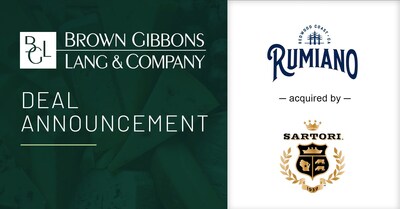 Brown Gibbons Lang & Company (BGL), a leading independent investment bank and financial advisory firm, is pleased to announce the sale of Rumiano Cheese, a leader in organic dairy products, to Sartori Cheese, a fourth-generation family-owned cheese company. BGLโs Food and Beverage investment banking team served as the exclusive financial advisor to Rumiano Cheese. Brown Gibbons Lang & Company (BGL), a leading independent investment bank and financial advisory firm, is pleased to announce the sale of Rumiano Cheese, a leader in organic dairy products, to Sartori Cheese, a fourth-generation family-owned cheese company. BGLโs Food and Beverage investment banking team served as the exclusive financial advisor to Rumiano Cheese.