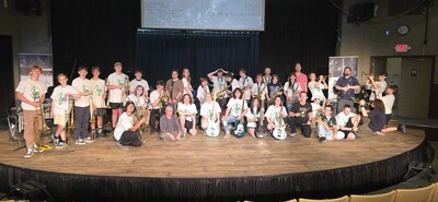 High school students strike creative, playful poses during Gem State Jazz Camp 2024—showcasing the spirit, diversity, and energy that define the camp experience.