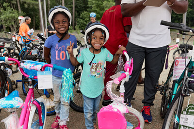 Kids with their bikes from BikeFest 2024