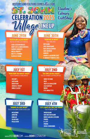 U.S. Virgin Islands Department of Tourism Announces a Star-Studded Village Night Lineup for St. John Celebration