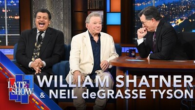 A Cosmic Banter: William Shatner & Neil deGrasse Tyson Go Wild on The Late Show with Stephen Colbert.