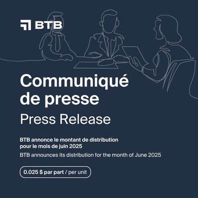 FPI BTB annonce le montant de distribution pour le mois de juin 2025