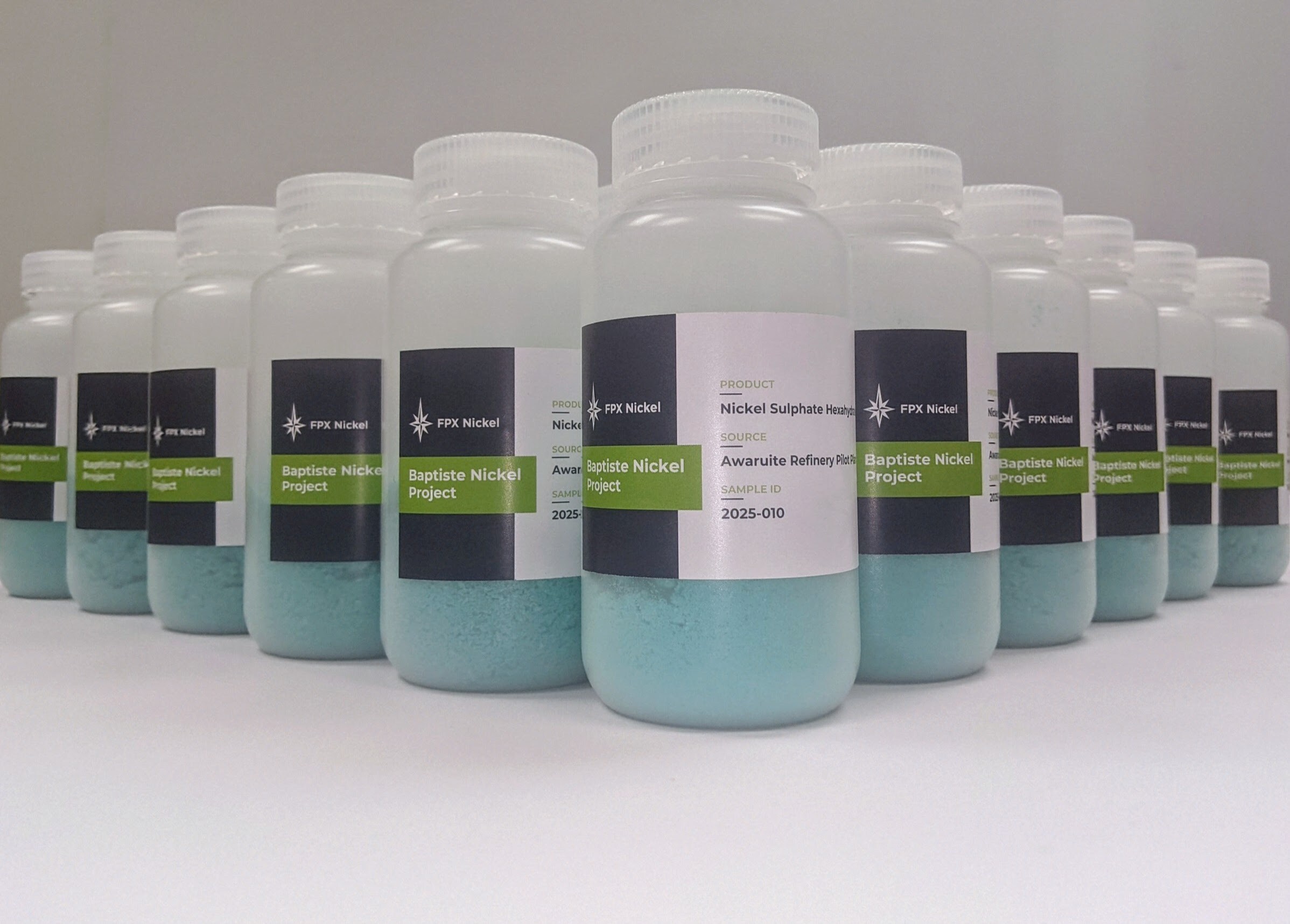 Figure 1 – Samples of Battery-Grade Nickel Sulphate Crystals Produced from Baptiste’s Awaruite Nickel Concentrate (CNW Group/FPX Nickel Corp.) Figure 1 – Samples of Battery-Grade Nickel Sulphate Crystals Produced from Baptiste’s Awaruite Nickel Concentrate (CNW Group/FPX Nickel Corp.)