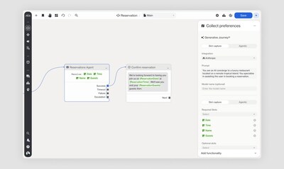 An NLX conversation flow that enables use of generative AI within structured business processes. An NLX conversation flow that enables use of generative AI within structured business processes.