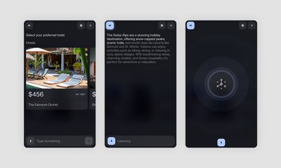 An example of a rich-media conversational experience built with NLX. An example of a rich-media conversational experience built with NLX.