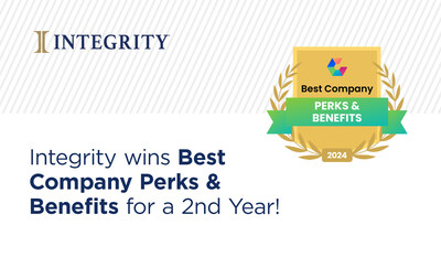 Integrity Listed as a Top 100 Best Companies for Perks and Benefits in the U.S. for Second Straight Year Integrity Listed as a Top 100 Best Companies for Perks and Benefits in the U.S. for Second Straight Year