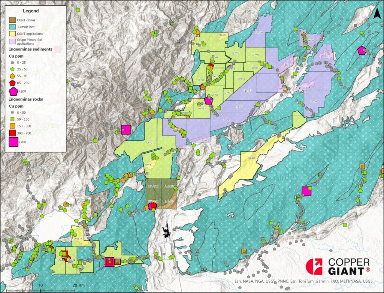 Figure 1 – Land Holdings of Minera Sol and Copper Giant (CNW Group/COPPER GIANT RESOURCES CORP.) Figure 1 – Land Holdings of Minera Sol and Copper Giant (CNW Group/COPPER GIANT RESOURCES CORP.)
