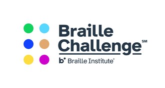Braille Challenge logo with 6 color dots that symbolize the braille code (PRNewsfoto/Braille Institute of America)