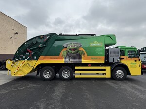 Action Carting Environmental Services Debuts First Electric Collection Truck, Featuring Sesame Street's Oscar the Grouch