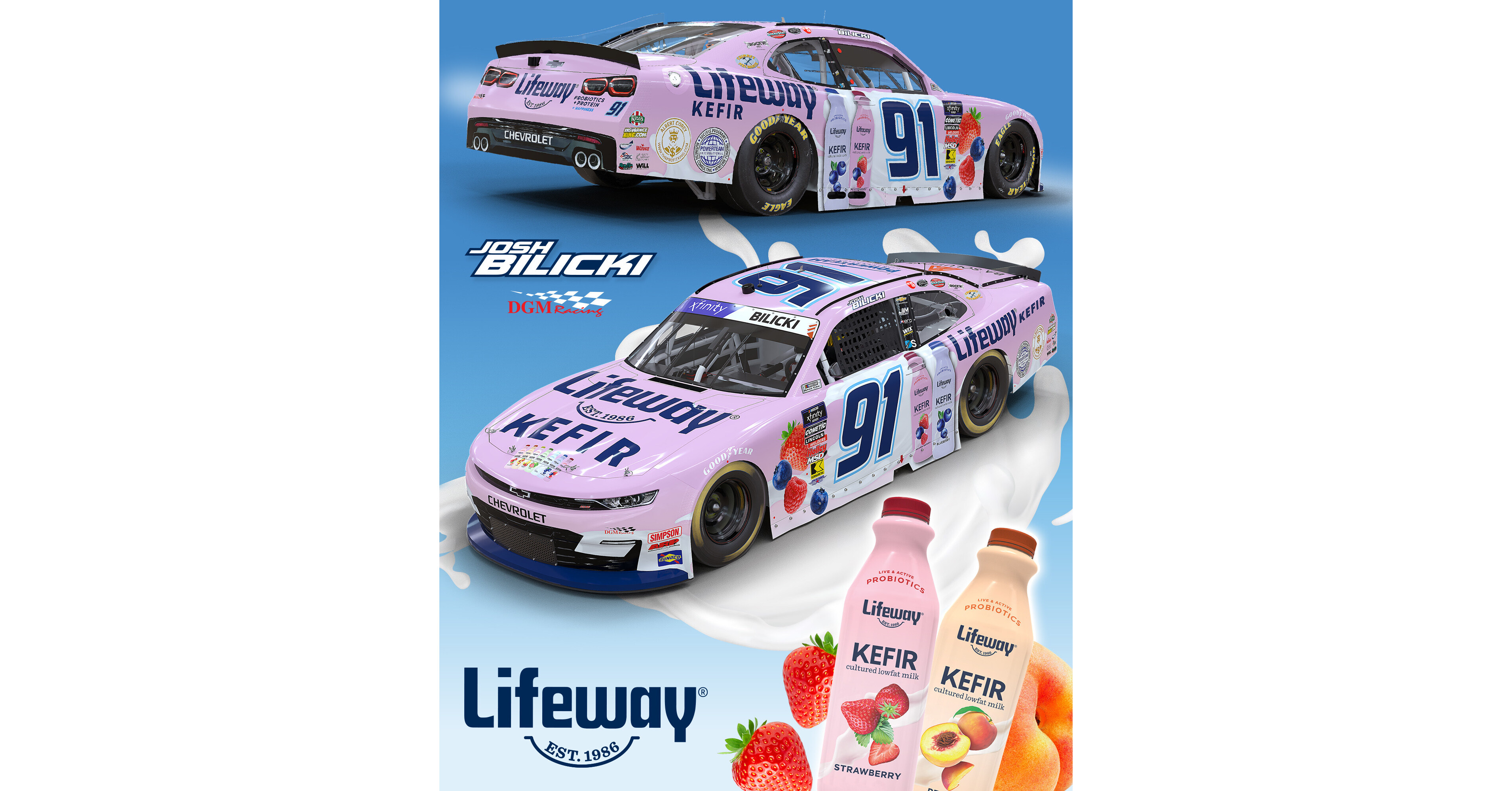 Kefir Comes to NASCAR as Lifeway Foods Races into Hometown Weekend with  Driver Josh Bilicki at The Loop 110