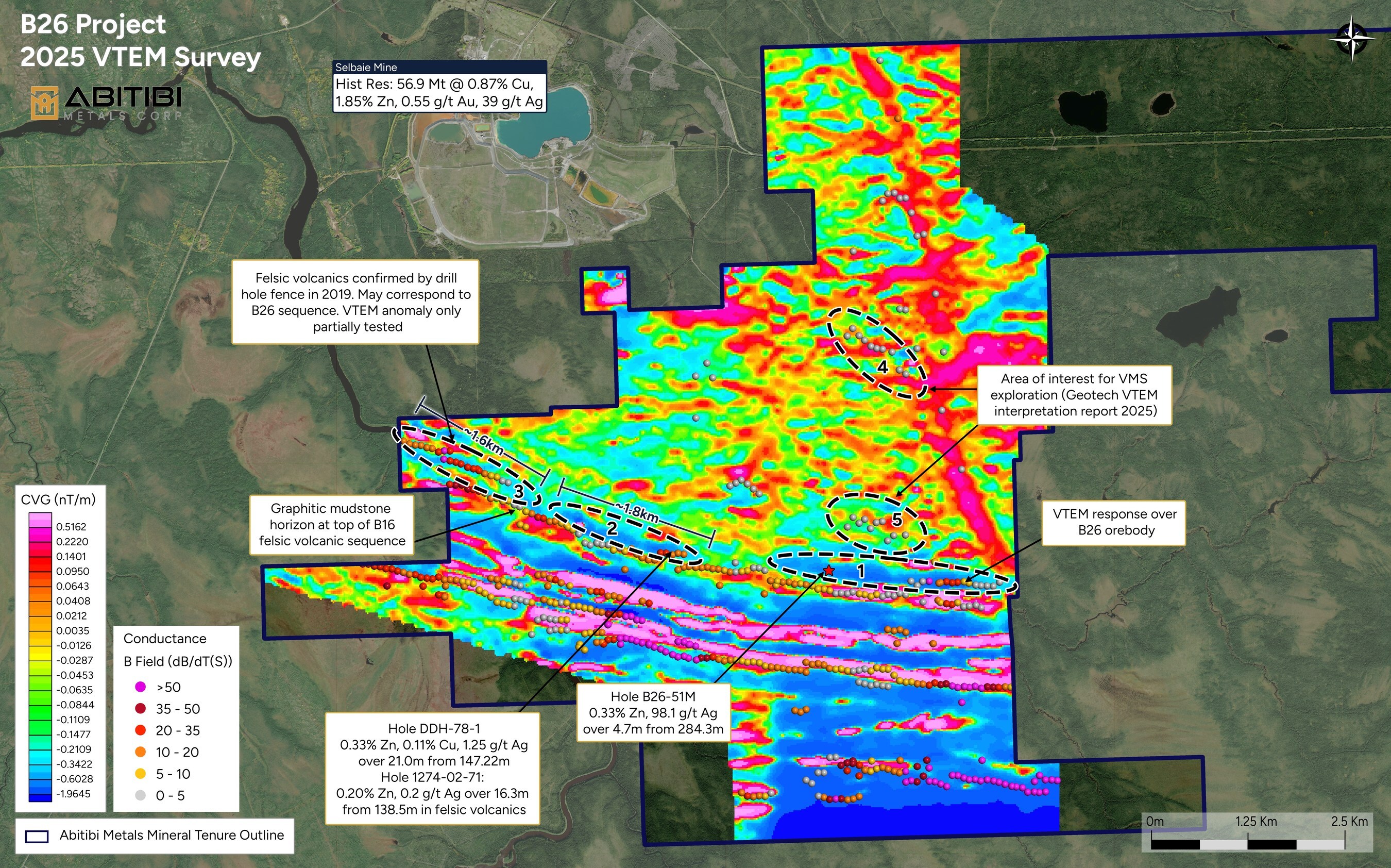 FIGURE 1 – Property Wide VTEM Targets (CNW Group/Abitibi Metals Corp.) FIGURE 1 – Property Wide VTEM Targets (CNW Group/Abitibi Metals Corp.)