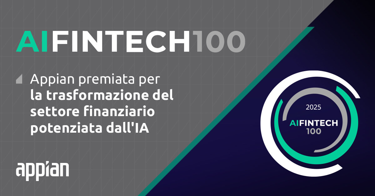 Appian nella lista AIFinTech100 2025 per la trasformazione dei servizi finanziari con l'IA