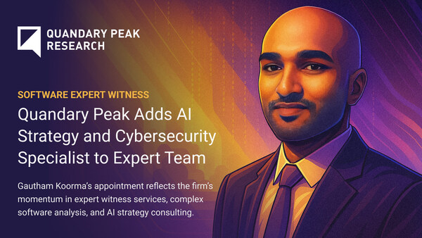 Quandary Peak welcomes AI and cybersecurity specialist Gautham Koorma as Principal Consultant, expanding its litigation and advisory capabilities. Quandary Peak welcomes AI and cybersecurity specialist Gautham Koorma as Principal Consultant, expanding its litigation and advisory capabilities.
