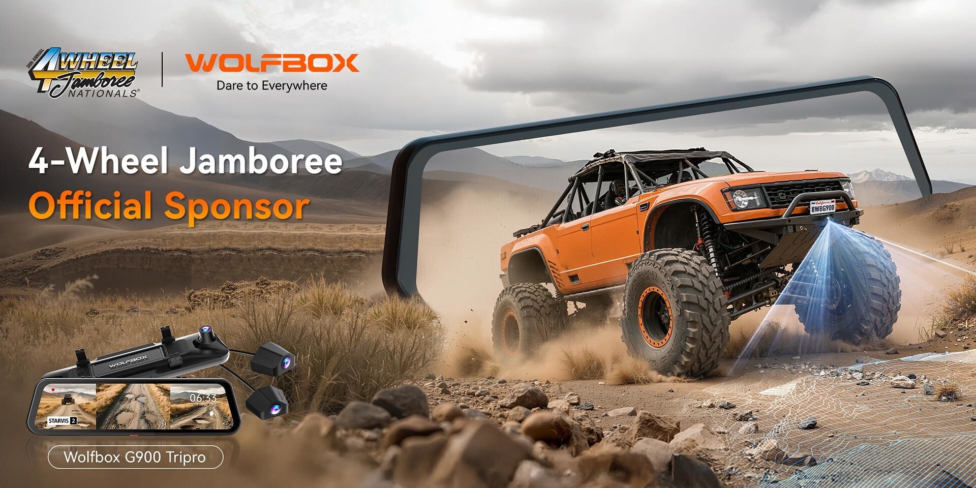 'Dare to Everywhere': Wolfbox G900 Tripro Bumper Mirror Dash Cam To Be Showcased at 4 Wheel Jamboree Summer Nationals Event