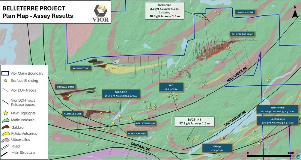 Figure 1 : Plan map of the Belleterre Project (CNW Group/Vior Inc.)