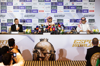 HRH Prince Faisal bin Bandar bin Sultan al Saud, Chairman of the Saudi Esports Federation; Ralf Reichert, Chief Executive Officer of the Esports World Cup Foundation and Faisal bin Homran, Chief Product Officer at the Esports World Cup Foundation are speaking at the Opening Press Conference for the 2025 Esports World Cup - Credit: Esports World Cup Foundation HRH Prince Faisal bin Bandar bin Sultan al Saud, Chairman of the Saudi Esports Federation; Ralf Reichert, Chief Executive Officer of the Esports World Cup Foundation and Faisal bin Homran, Chief Product Officer at the Esports World Cup Foundation are speaking at the Opening Press Conference for the 2025 Esports World Cup - Credit: Esports World Cup Foundation