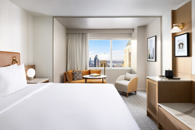 Deluxe King Room with sweeping city and Hudson River views, at the new Hyatt Regency Times Square