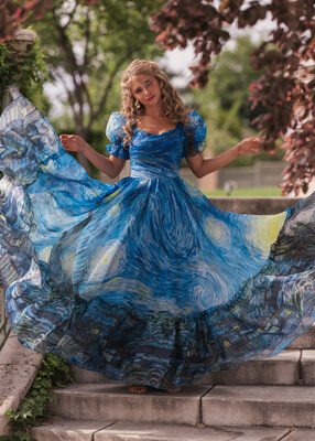 blue low heel dress shoes Starry Nights Mesh Maxi Dress Blue main image 1