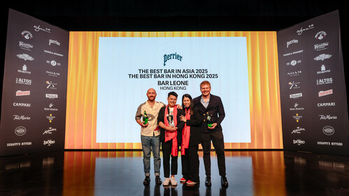 Bar Leone in Hong Kong is crowned The Best Bar in Asia, sponsored by Perrier, for the second consecutive year, at the live awards ceremony for Asia’s 50 Best Bars 2025 in Macau.