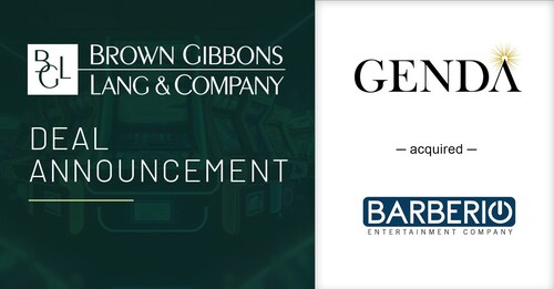 Brown Gibbons Lang & Company, a leading independent investment bank and financial advisory firm, is pleased to announce that GENDA Inc. (