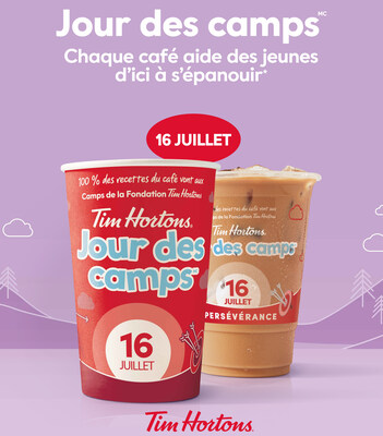 Le Jour des camps(MC) Tim Hortons® est de retour AUJOURD'HUI, et 100 % des recettes du café chaud et du TimGlacé(MC) sont versées aux Camps de la Fondation Tim Hortons!