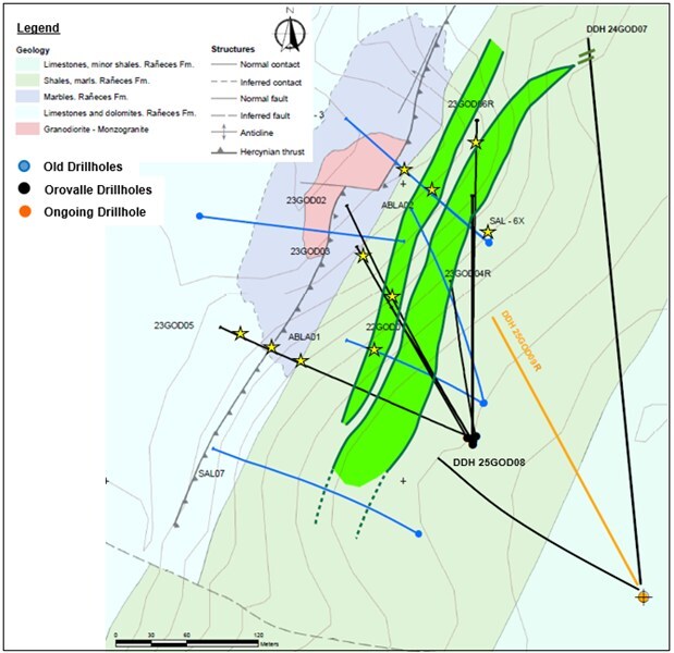 Figure 1. Geological map and drill holes (CNW Group/Orvana Minerals Corp.) Figure 1. Geological map and drill holes (CNW Group/Orvana Minerals Corp.)