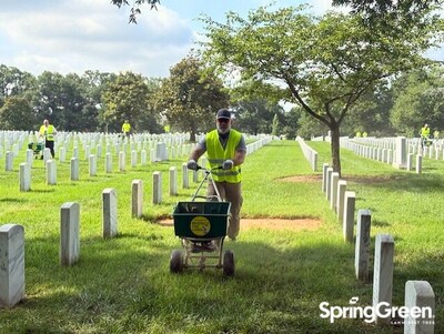 Volunteers from SpringGreen assist with turf care at Arlington National Cemetery during Renewal & Remembrance.