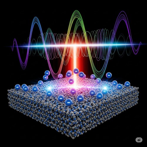 Electromagnetic field excitation of electrons (Image: Google Gemini) Electromagnetic field excitation of electrons (Image: Google Gemini)