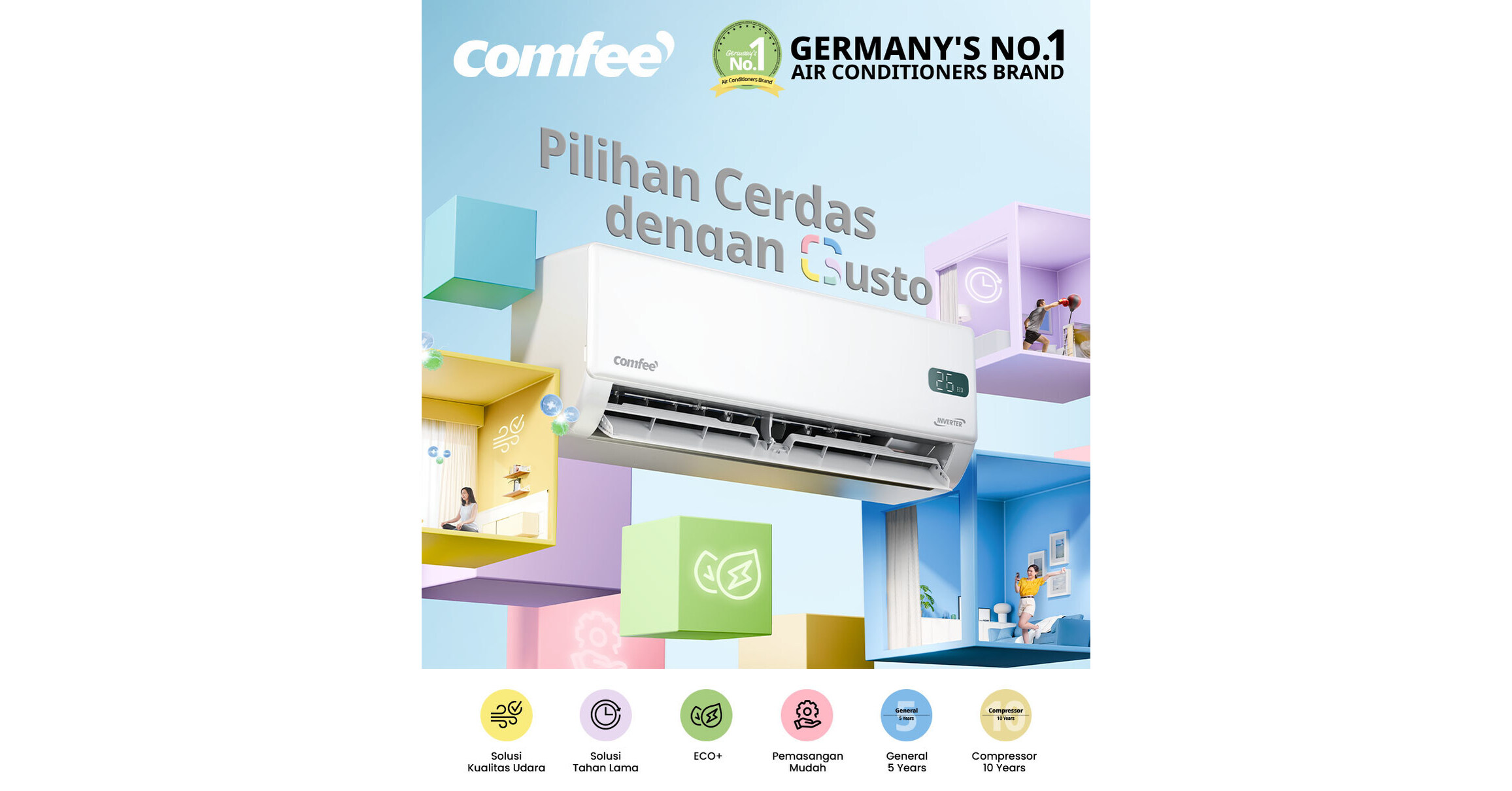 Resmi Hadir di Indonesia, Comfee AC Inverter Gusto Tawarkan Kemudahan Gaya Hidup untuk Generasi Muda.