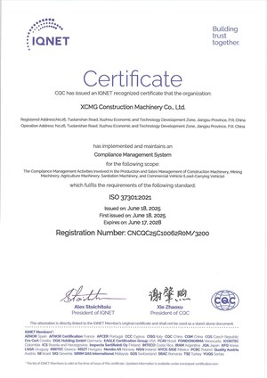 XCMG Machinery Achieves Dual ISO 37301 and GB/T 35770 Compliance Certifications, Reinforcing Global Governance Leadership