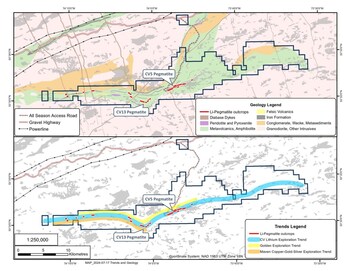 Figure 20: Property geology and mineral exploration trends. (CNW Group/Patriot Battery Metals Inc.) Figure 20: Property geology and mineral exploration trends. (CNW Group/Patriot Battery Metals Inc.)
