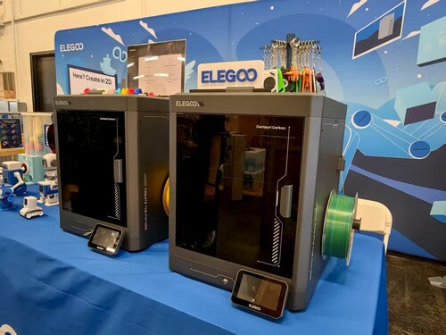 Elegoo showcases eye-catching creations alongside the Centauri Carbon and other 3D printers at Open Sauce in San Francisco on July 18.