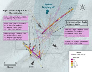Figure 1: Plan View of the Apollo System Highlighting Drill Holes in this Release (CNW Group/Collective Mining Ltd.) Figure 1: Plan View of the Apollo System Highlighting Drill Holes in this Release (CNW Group/Collective Mining Ltd.)