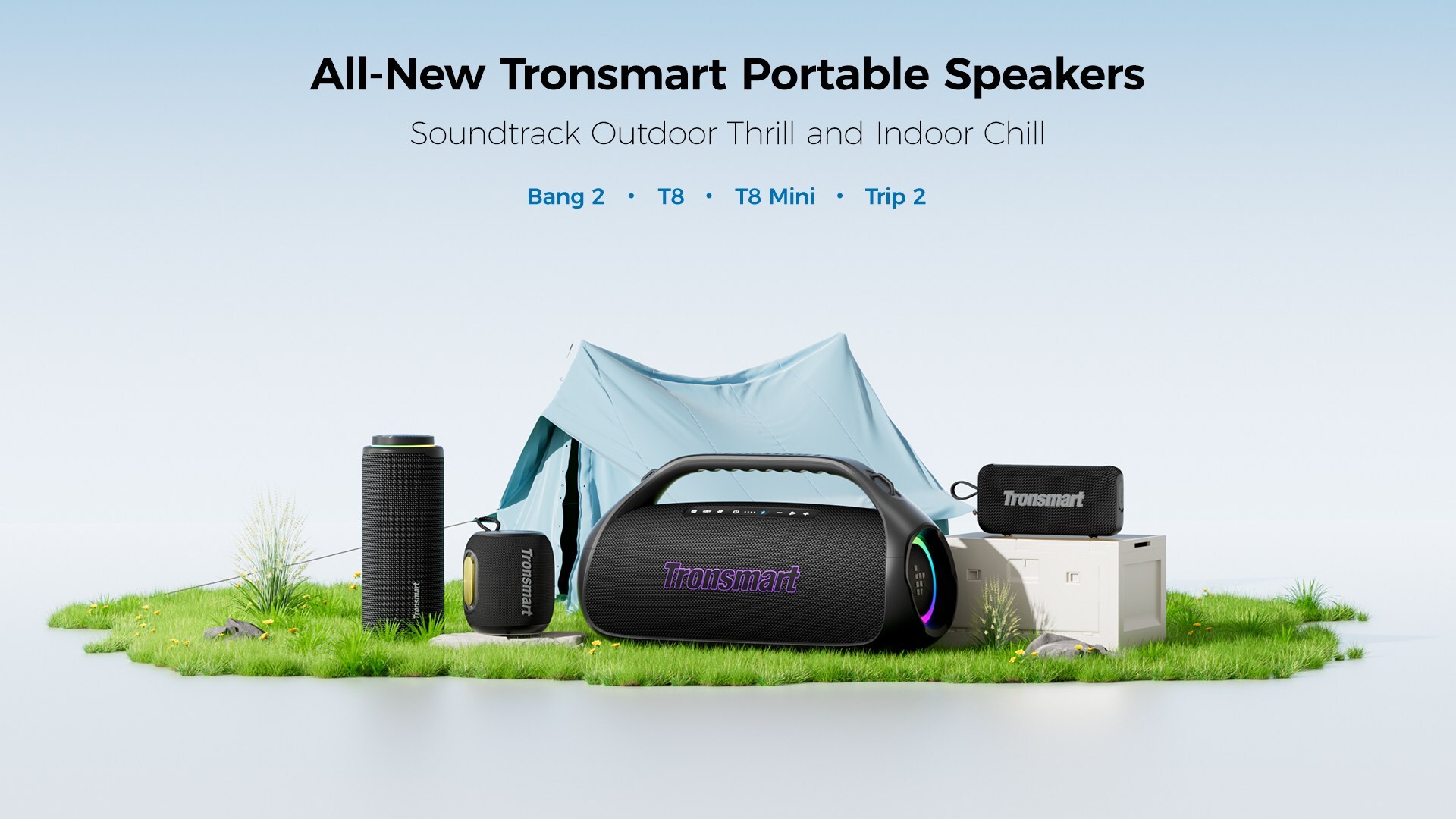 Tronsmart präsentiert die neuen Modelle Bang 2, T8, T8 Mini und Trip 2 - für Outdoor-Abenteuer und entspannte Momente zu Hause