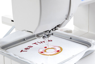 An embroidery stitch out on the Janome Memory Craft 1000.
