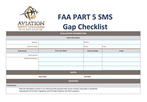 Aviation Safety Solutions Releases Free FAA Part 5 SMS Gap Checklist for Operators