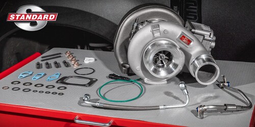 The Standard® Turbocharger program includes complete Turbocharger Kits as well as a full line of turbocharger-related components such as Bypass Valves, Coolant Lines, Wastegate Solenoids and more.