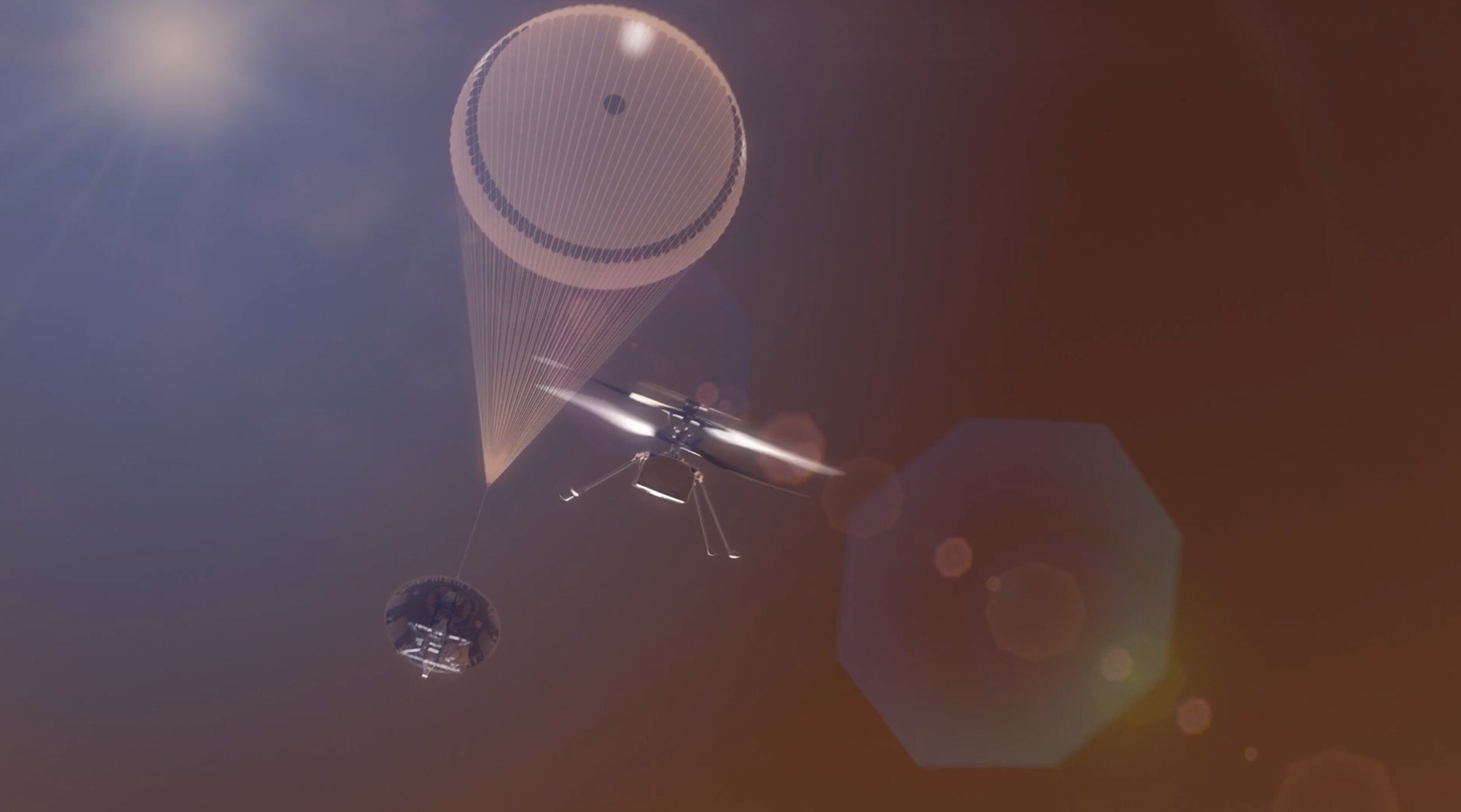 Skyfall would deploy six scout helicopters on Mars to provide critical data and resource mapping–such as terrain and water deposits–in preparation for human landing and exploration. [Artist Rendering // Credit: NASA Jet Propulsion Laboratory]. View the full Skyfall video rendering at: https://www.avinc.com/maccready-works/mars-helicopter.