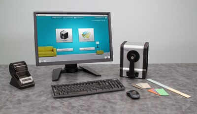 The X-Rite CT2100 spectrophotometer is a countertop measurement device that delivers fast, accurate, and cost-effective paint color matching for retail paint stores.