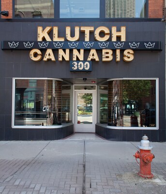 The Updated Facade at Klutch Cannabis's Flagship Recreational Marijuana Dispensary in Downtown Cleveland - the former home of Record Rendezvous and Cleveland's own "Cradle of Rock and Roll."