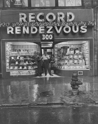 CLEVELAND - CIRCA 1950:  Record store owner Leo Mintz poses for a portrait in front of his store the "Record Rendezvous" which was located at 300 Prospect Ave. E and specialized in selling "Race Music" which was early rock and roll. He later convinced Alan Freed to play on his radio show in circa 1950 in Cleveland, Ohio. The site is now home to Downtown Cleveland's newest recreational marijuana dispensary, Klutch Cannabis. (Photo by Michael Ochs Archives/Getty Images)